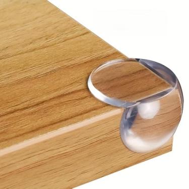 Imagem de 10 peças de protetores de canto de mesa redonda - silicone macio anticolisão, adesivos transparentes de borda segura para móveis