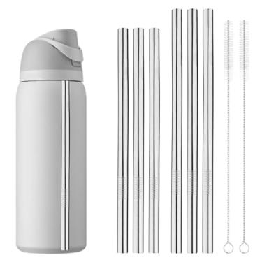 Imagem de 6 Palhinhas de metal compatíveis com Owala FreeSip 680.4 g 947.2 g 1134.0 g, canudo para Owala com 2 canudos de limpeza reutilizáveis de aço inoxidável substituição para garrafa de água Owala