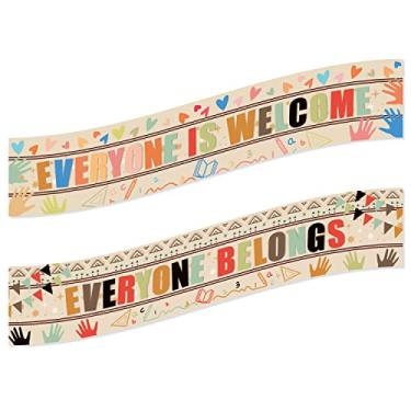 Imagem de 99 x 20 cm, decoração de boas-vindas à escola, todos são bem-vindos, letreiro, primeiro dia de escola, pano de fundo, faixa de boas-vindas para sala de aula, decoração escolar