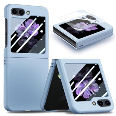 Imagem de Capa para Samsung Z Flip 5 com vidro temperado completo de 360 graus ultrafino para PC para Samsung Galaxy Z Fold 3 4 5 Flip 5 5G, azul pico, para Samsung Z Fold 3