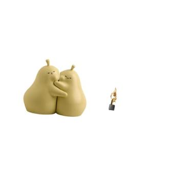 Imagem de Fenteer Suporte para Livros em Cerâmica em Formato de Pera Abraçada, Estatueta de Arte Abstrata, Ornamento Decorativo para Estante, Peça de Resina com Acabame