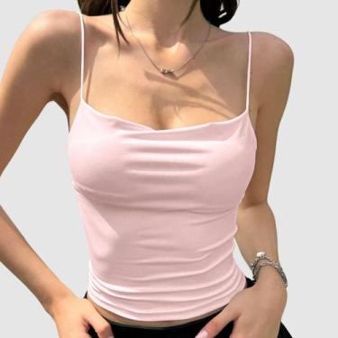 Imagem de Cropped Elegante Feminino Alça Fina Frente Única Lançamento Verão Casu