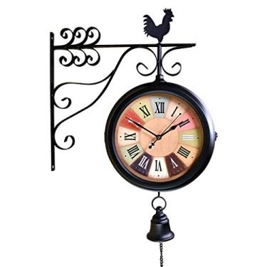 Imagem de Relógio de parede de ferro mudo relógio de parede de dupla face, relógio de parede giratório 360, retrô, estilo europeu, inovador, moderno, relógio de parede de dois lados, decoração
