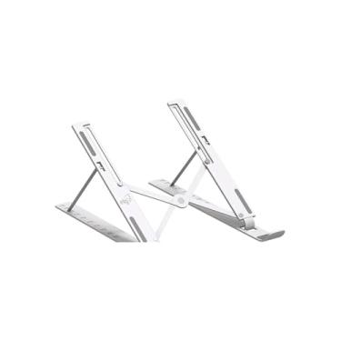 Imagem de Suporte para Notebook Ajustável, Plástico Branco, Base Ergonômica com Ventilação, 24,5 x 24,5 x 2cm, Inclinação até 130°, para Home Office e Escritório