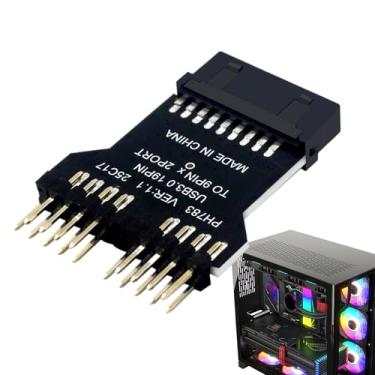 Imagem de Placa mãe conector de expansão de 9 pinos, placa mãe para adaptador divisor USB 2.0 de 9 pinos duplo, porta plug and play multilier para sistema de resfriamento de água, efeito de iluminação RGB