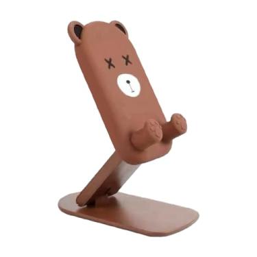 Imagem de Suporte de telefone para mesa – Suporte dobrável para tablet, suporte de mesa para celular, altura ajustável, decoração fofa, base de urso de desenho animado para a maioria dos smartphones e tablets