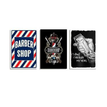 Imagem de Kit Quadro Decorativo Barbearia 3 Peças Und 017 20x30cm - Create Comun