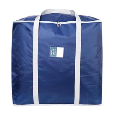 Imagem de QANYEGN Grandes sacos móveis, saco de armazenamento de grandes dimensões, bom rolamento zip design sacola de armazenamento para armazenar colchas, roupas, roupa de cama (Dark Blue)