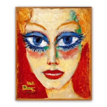 Imagem de Impressões de arte de parede famosas - Reprodução de pinturas - "Mulher com olhos azuis" - Impressão de imagem em tela - Arte em tela para sala de estar 60 x 72 cm-23,6 x 28 pol sem moldura