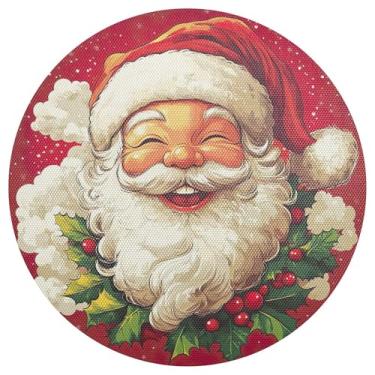 Imagem de xigua Jogo americano redondo de Natal Papai Noel, tapete de mesa redondo antiderrapante resistente ao calor, tapetes de mesa de 48 cm para decoração de cozinha, jantar e festa