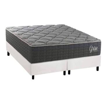 Imagem de Cama Box NOVO + Colchão Espuma Kappesberg D40 Anatômico Grise + Base CRC Corano White