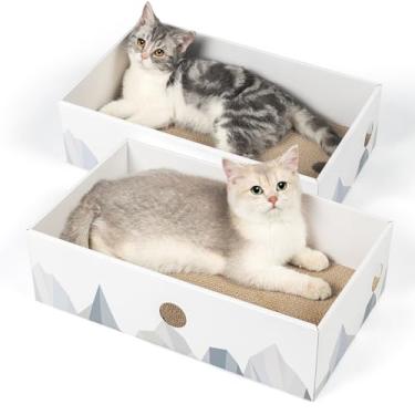 Imagem de Conlun Caixa arranhadora para gatos com bloco de papelão, pacote com 2