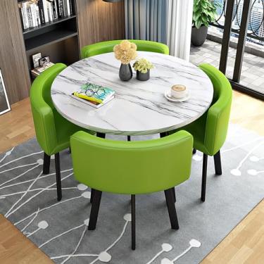 Imagem de Conjunto de mesa de jantar redonda e cadeira, mesa de recepção, combinação de mesa de negociação de escritório e cadeira com 1 mesa e 4 cadeiras para sala de estar e cozinha, etc.