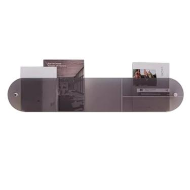 Imagem de Porta-revistas de acrílico montado na parede, suporte de brochura transparente, organizador de literatura de borda de arco para casa, escritório, sala de estar, 60 cm (23,5") - Prateleira de exibição