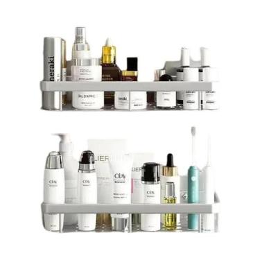 Imagem de Prateleira De Canto Retangular De Alumínio Preto Para Banheiro Com Ven