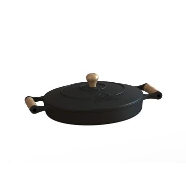 Imagem de Frigideira Ferro Fundido Com Tampa E Alças De Madeira 28 Cm