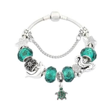 Imagem de Pulseira De Cristal Murano Azul Com Charme De Golfinho Para Mulheres, 