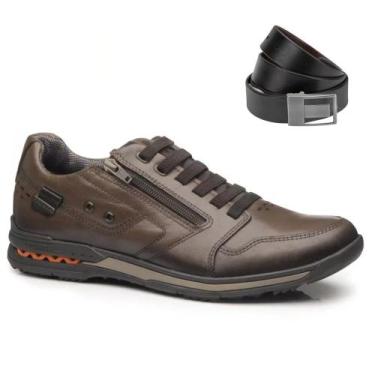 Imagem de Kit Sapatênis Pegada Gold Masculino + Cinto, Marrom, 41