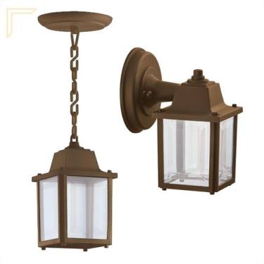 Imagem de 1 Arandela Externa Marrom Alz18 + 1 Pendente Marrom alz15 - Acende a L
