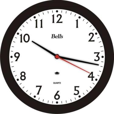 Imagem de Relógio de Parede Redondo Econômico Preto 21,7cm - Bells - BELLS