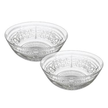 Imagem de Kit 2 Tigela Bowl Mandala De Vidro Travessa Redonda Sobremesa Fruta Sa