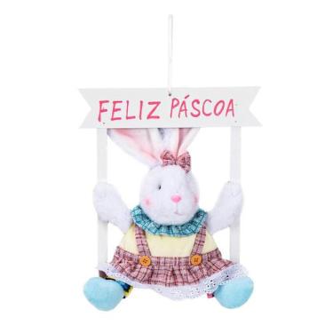 Imagem de Guirlanda De Páscoa Coelho No Balanço Pelúcia 1 Peça 26X29CM - Wincy P