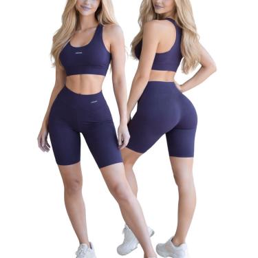 Imagem de Conjunto Anna Estilo Ciclista Top Short esportivo Para atividades físicas feminino-Femi...