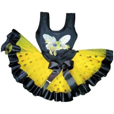 Imagem de Conjunto Fantasia Body Infantil Abelha Rainha Com Saia De Tule Com Bol