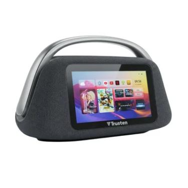 Imagem de Caixa De Som Trusten Smart Display LED 120w Com Tela Touch 10,1 Android, Função Tv, Wi-fi E Bluetooth Hd1016 - Grafite