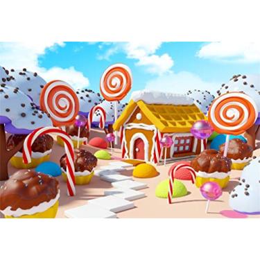 Imagem de Fundo Yeele de 3 m x 2 m para fotografia de conto de fadas Candy Land Paisagem Fantástica Casa Cana Candy Lollipop Cupcake Bebê Crianças Aniversário Festa Foto Foto Estante Adereços de estúdio de vinil