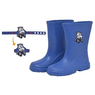 Imagem de Botinhas Galocha Infantil, Impermeável, Confortável, Resistentes e Antiderrapante. Grátis uma pulseirinha (31/32, Azul/Vaquinha)