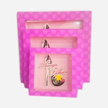 Imagem de kit 3 Caixas Cartonada Visor Retangular Amiga Fashion 2187