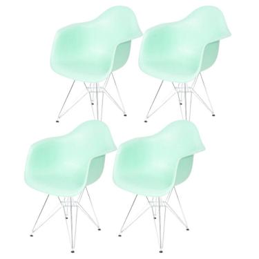 Imagem de Kit 4 Poltronas Com Braço Base Cromada Eames Dkr OR Design Tiffany