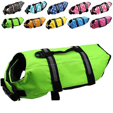 Imagem de Jaqueta de natação Dog Life, fácil ajuste, cinto ajustável, protetor de animais, traje de banho com listras refletivas para cãesSnik-S XS verde JSY-001