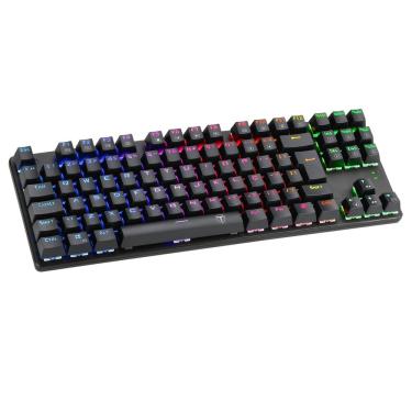 Imagem de Teclado Gamer T-Dagger Bora T-TGK315 qwerty Outemu MK2 diy Blue português Brasil cor preto com luz rgb