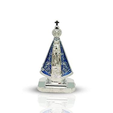 Imagem de Miniatura Imagem Nossa Senhora Aparecida Para Painel de Carro Metal Prata Autocolante 5cm