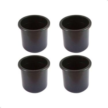 Imagem de Porta Copos De Embutir Pvc Preto Embarcações Mfx Kit C/4