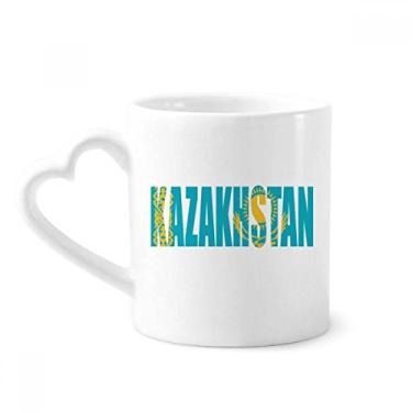 Imagem de Caneca com nome da bandeira do país do Cazaquistão caneca café cerâmica copo de coração de vidro