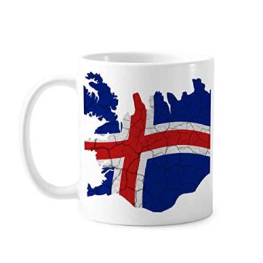 Imagem de Caneca com estampa de bandeira abstrata da Islândia cerâmica xícara de porcelana de café louça