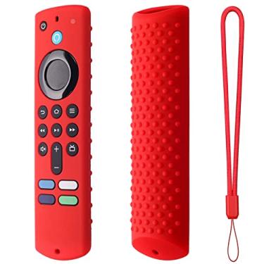 Imagem de capa protetora de controle remoto,Capa remota, capa de silicone com cordão, capa de silicone antiderrapante para TV de fogo, capa protetora de silicone antiderrapante(red)