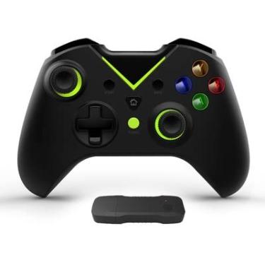 Imagem de Controlador de jogos sem fio para Xbox Series S/Series X/One S/One X/360/One/PS3/PC/PC 360/Windows 7/8/10/11, Vibração dupla embutida com conexão 2.4GHz, Carregamento USB, Luz de fundo LED (preto verde)