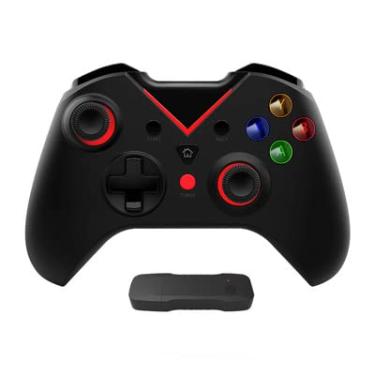 Imagem de Controlador de jogos sem fio para Xbox Series S/Series X/One S/One X/360/One/PS3/PC/PC 360/Windows 7/8/10/11, Vibração dupla embutida com conexão 2.4GHz, Carregamento USB, Luz de fundo LED (preto vermelho)