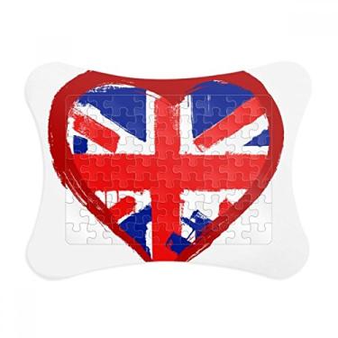 Imagem de Moldura de quebra-cabeça com motivo de coração do Reino Unido Inglaterra Decoração de imagem Enfeite de jogo de quebra-cabeça