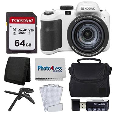 Imagem de Kodak Câmera digital PIXPRO AZ425 + cartão de memória de 64 GB + capa para câmera (preto) + leitor de cartão USB + tripé de mesa + acessórios (branco)