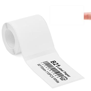 Imagem de Fita para rotulador compatível com NIIMBOT B21/B1/B3S, papel de impressora de etiquetas de endereço de código de barras à prova d'água adesivo resistente a arranhões branco 50 x 70 mm