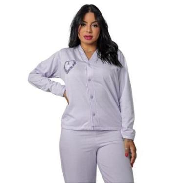 Imagem de Pijama Manga Longa Feminino Aberto Moletim Flanelado Cs 0161-Feminino