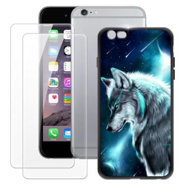 Imagem de MILEGOO Capa para iPhone 6 Plus + 2 peças protetoras de tela de vidro temperado, capa ultrafina de silicone TPU macio à prova de choque para iPhone 6S Plus (5,5 polegadas)