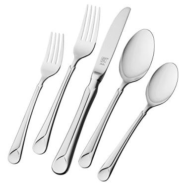 Imagem de ZWILLING Conjunto de talheres Provence de 45 peças, aço inoxidável 18/10, acabamento acetinado espelhado duplo, serviço para 8, 5 peças de mesa e 5 peças de servir