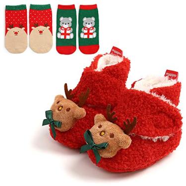 Imagem de Pantufas infantis para bebês, meninas, meninos, botas, meias quentes para bebês, sapatos para recém-nascidos, calçados para bebês, pré-caminhantes, M1983 Red, 6-12 Months Infant