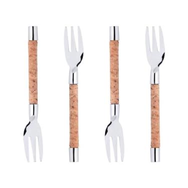 Imagem de WOLFF Conjunto 4 Garfos para Petisco de Aço Inox com Cabo de Cortiça
